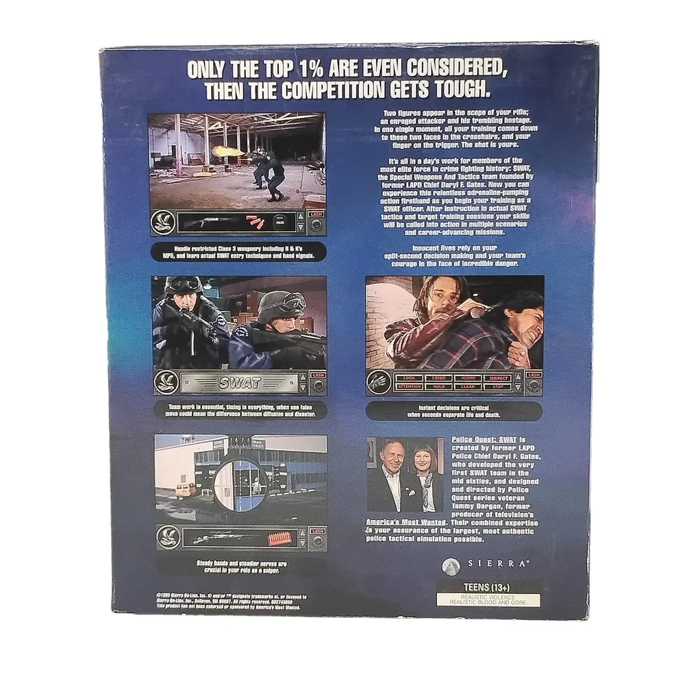 Vintage Sierra Daryl F. Gates' Police Quest: SWAT PC Game (1995) Big Box Game